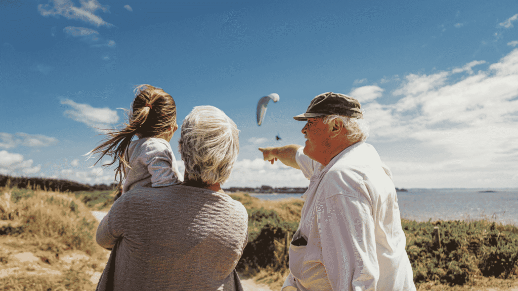 grandparents with son